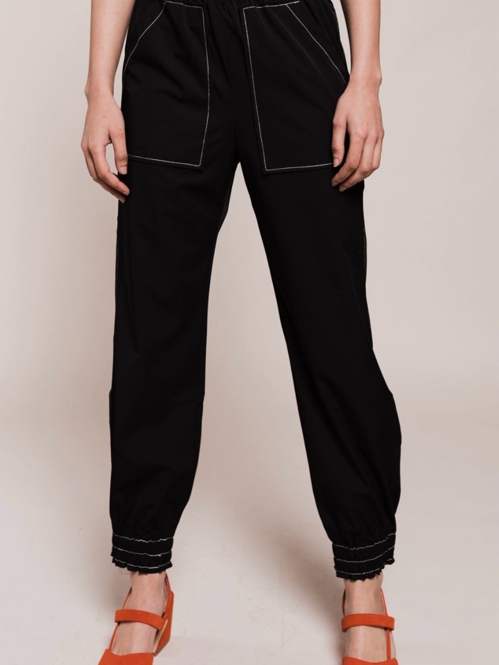 Ganni Black Elastic Waist Pants